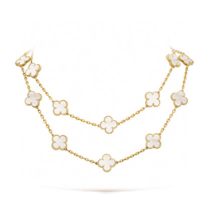 [Aurelle Style]CLOVER 20 MOTIFS WHITE MOP NECKLACE