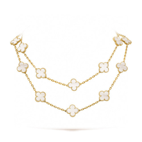 [Aurelle Style]CLOVER 20 MOTIFS WHITE MOP NECKLACE