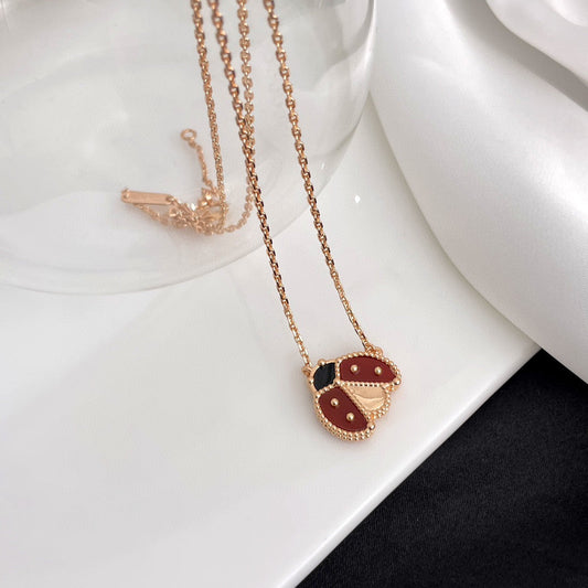 [Aurelle Style]LUCKY  CARNELIANS LADYBUG NECKLACE