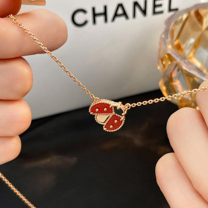 [Aurelle Style]LUCKY  CARNELIANS LADYBUG NECKLACE
