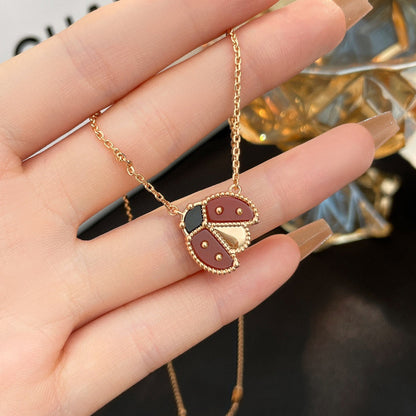 [Aurelle Style]LUCKY  CARNELIANS LADYBUG NECKLACE