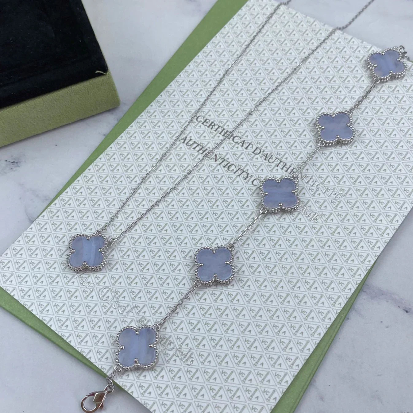 [Aurelle Style] CLOVER 5 MOTIF PURPLE CHALCEDONY BRACELET COLLECTION