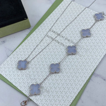 [Aurelle Style] CLOVER 5 MOTIF PURPLE CHALCEDONY BRACELET COLLECTION