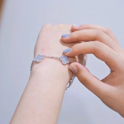 [Aurelle Style] CLOVER 5 MOTIF PURPLE CHALCEDONY BRACELET COLLECTION