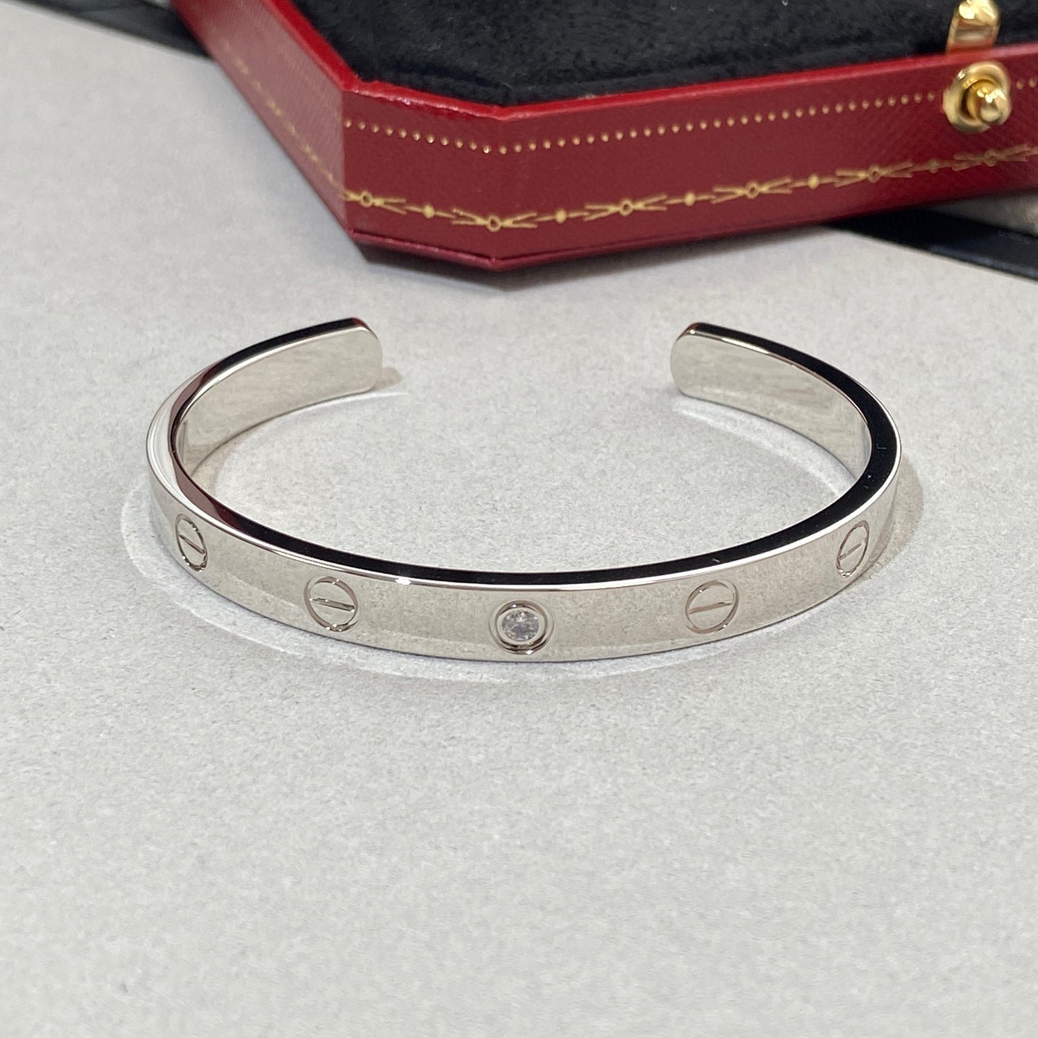 [Aurelle Style]LOVE BRACELET 6.1MM 1 DIAMOND OPEN CUFF