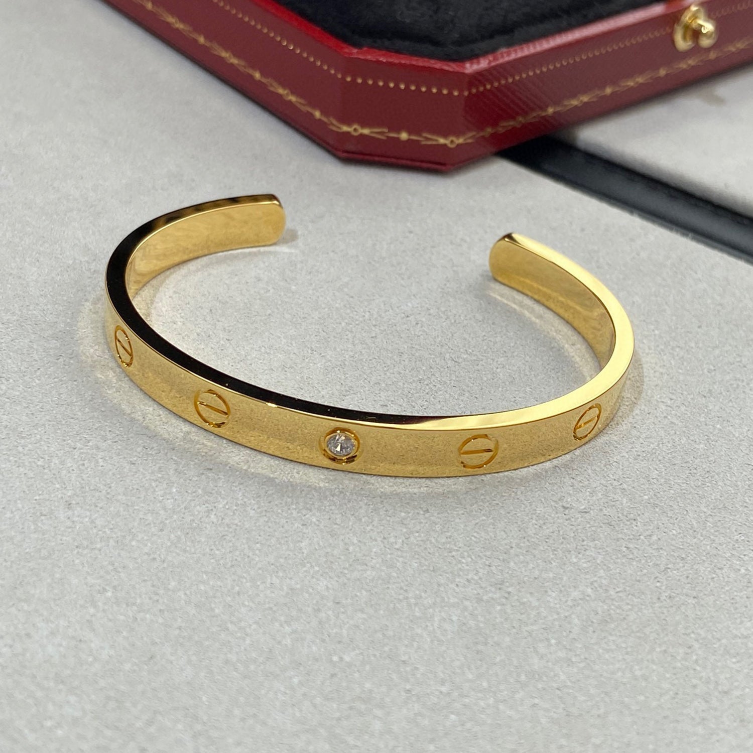 [Aurelle Style]LOVE BRACELET 6.1MM 1 DIAMOND OPEN CUFF