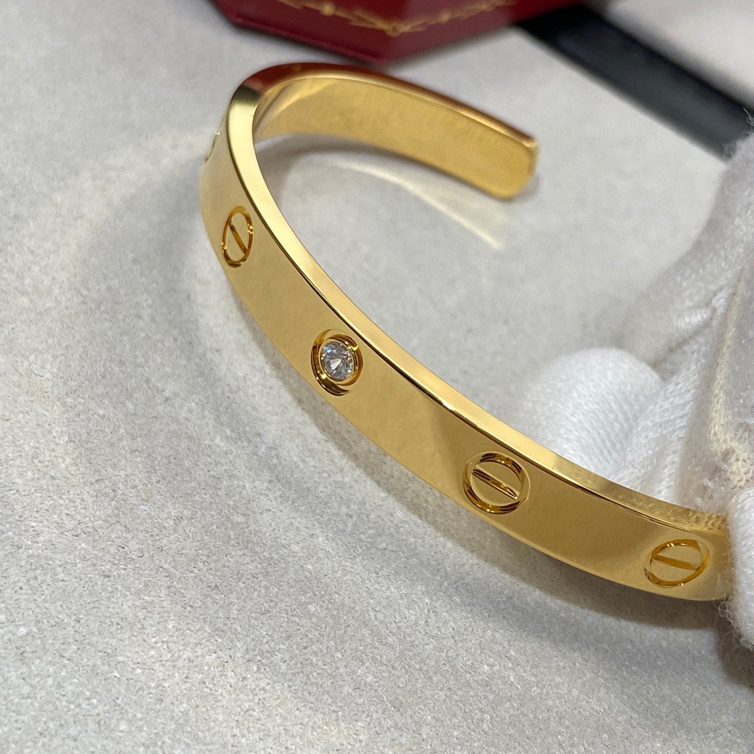 [Aurelle Style]LOVE BRACELET 6.1MM 1 DIAMOND OPEN CUFF