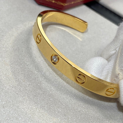 [Aurelle Style]LOVE BRACELET 6.1MM 1 DIAMOND OPEN CUFF