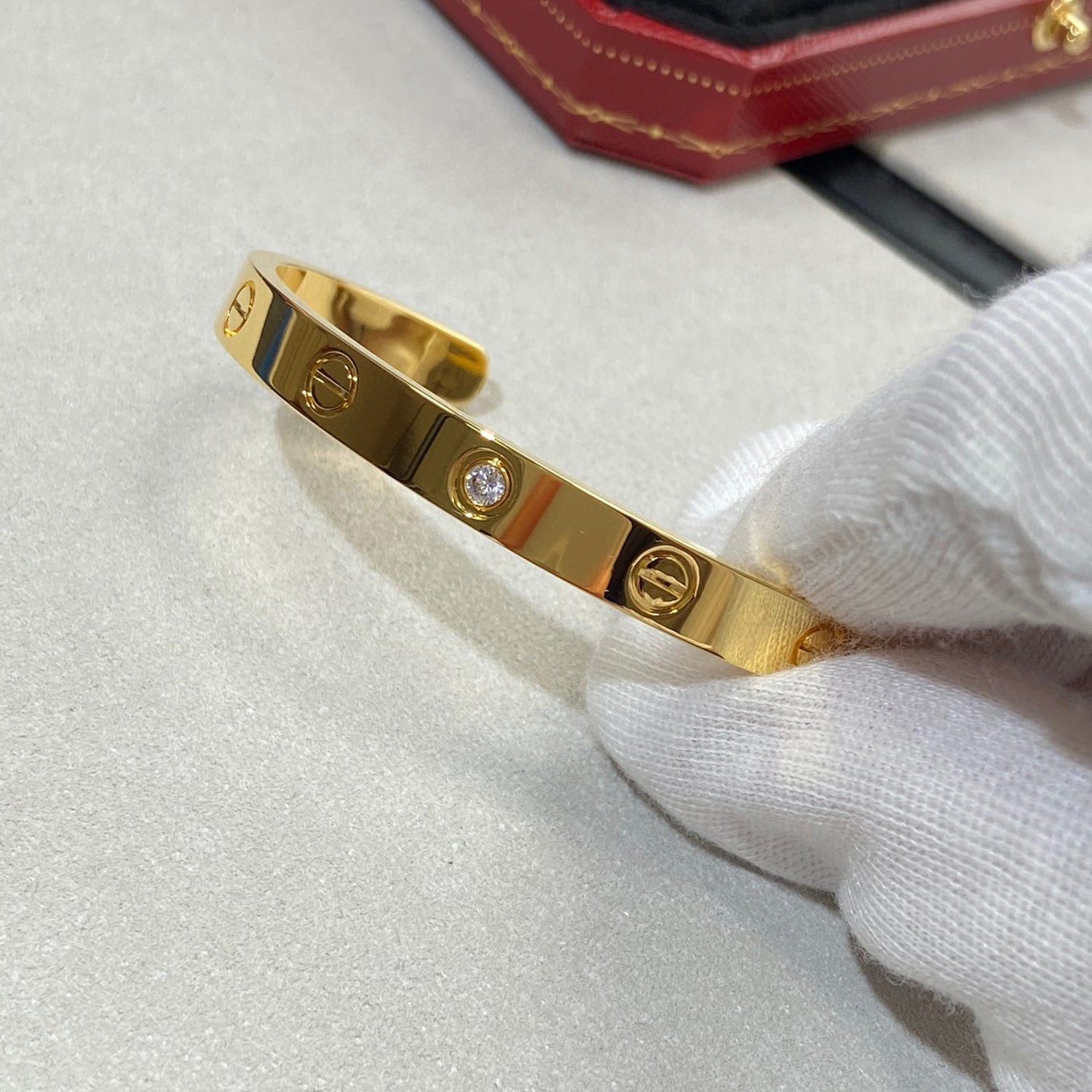 [Aurelle Style]LOVE BRACELET 6.1MM 1 DIAMOND OPEN CUFF