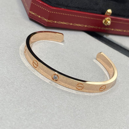 [Aurelle Style]LOVE BRACELET 6.1MM 1 DIAMOND OPEN CUFF