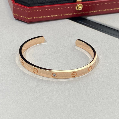 [Aurelle Style]LOVE BRACELET 6.1MM 1 DIAMOND OPEN CUFF