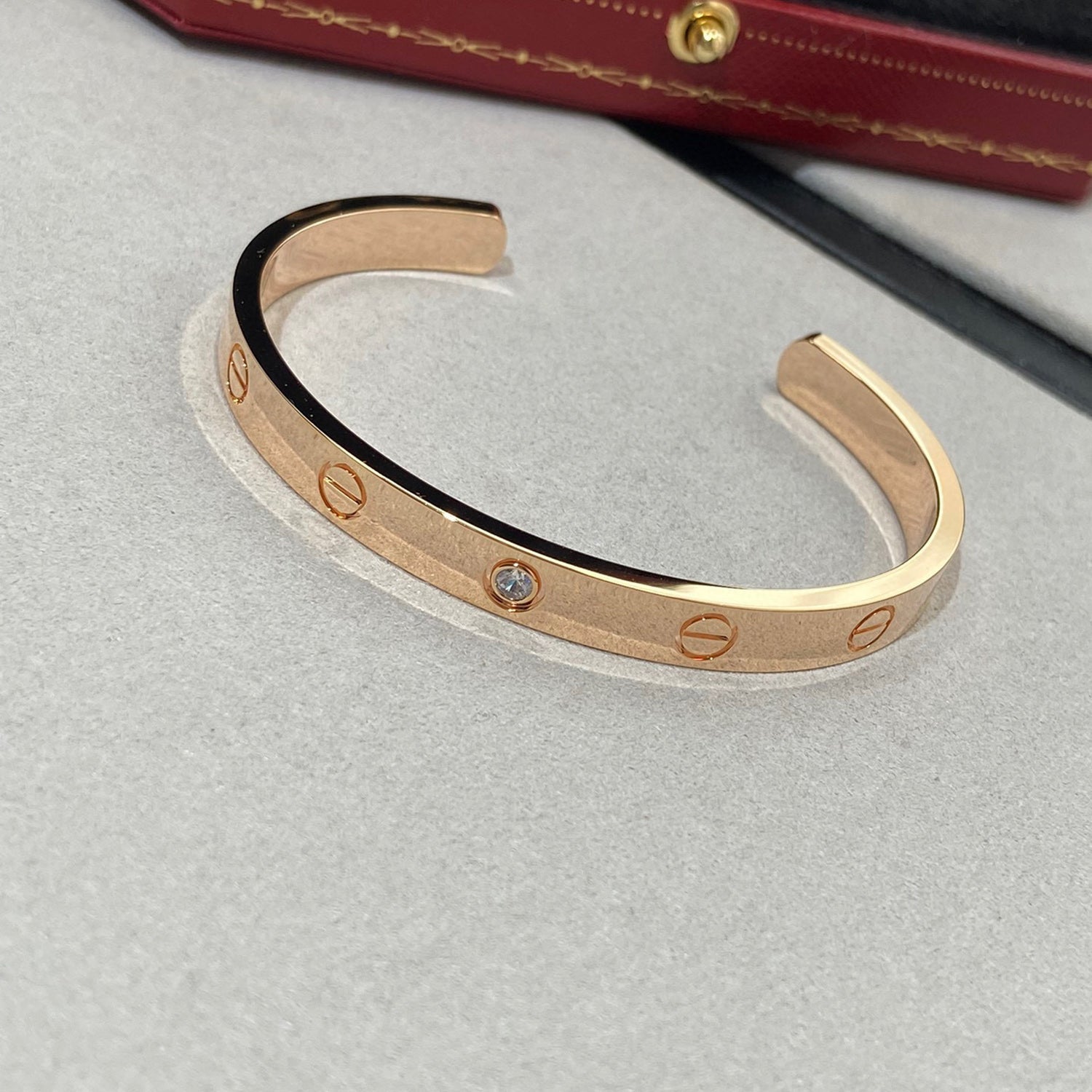 [Aurelle Style]LOVE BRACELET 6.1MM 1 DIAMOND OPEN CUFF