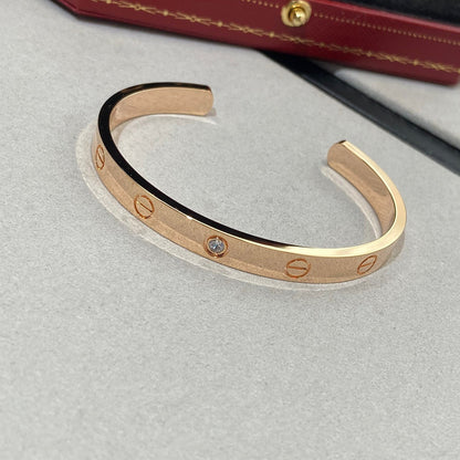 [Aurelle Style]LOVE BRACELET 6.1MM 1 DIAMOND OPEN CUFF
