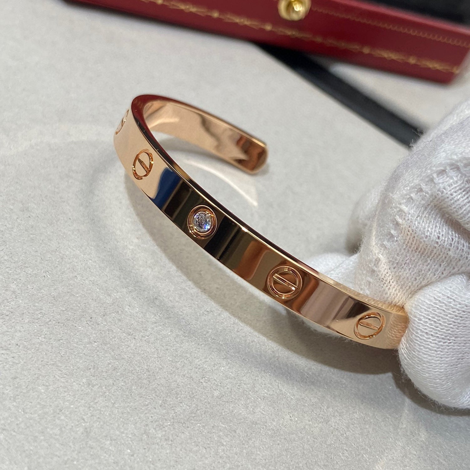 [TOP]LOVE BRACELET 6.1MM 1 DIAMOND OPEN CUFF