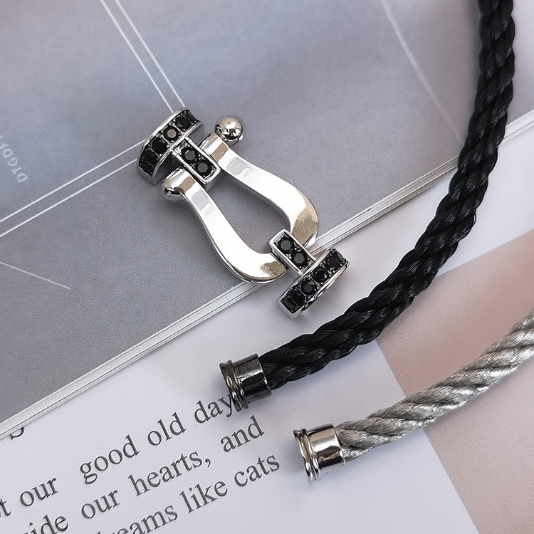 [Aurelle Style]FORCE LARGE HORSESHOE BLACK DIAMOND BRACELET SILVER