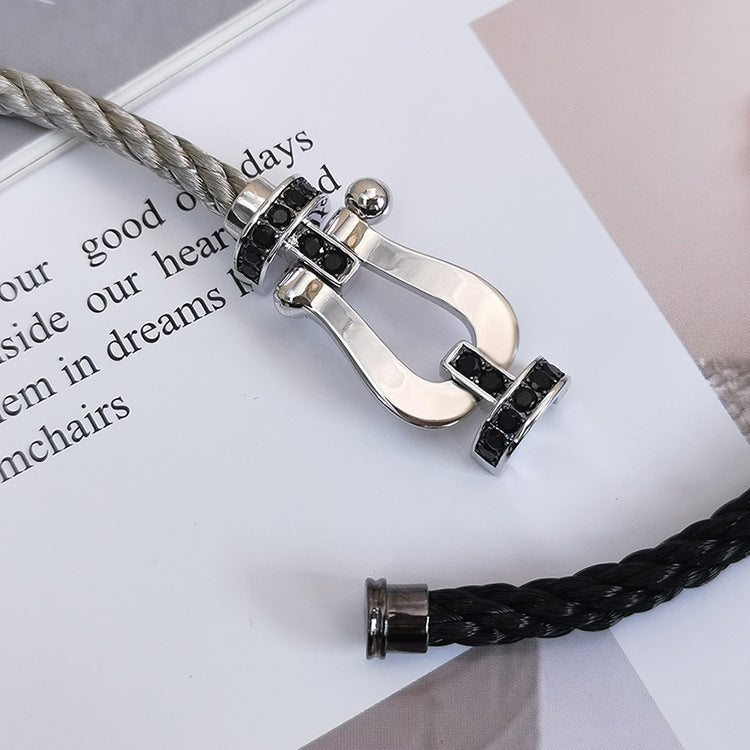 [Aurelle Style]FORCE LARGE HORSESHOE BLACK DIAMOND BRACELET SILVER