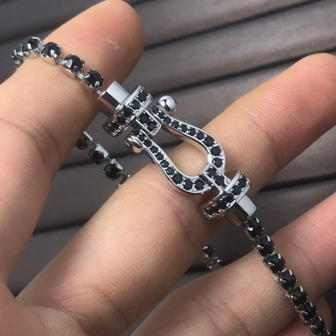 [Aurelle Style]FORCE  LARGE HORSESHOE FULL DIAMOND TENNIS BRACELET
