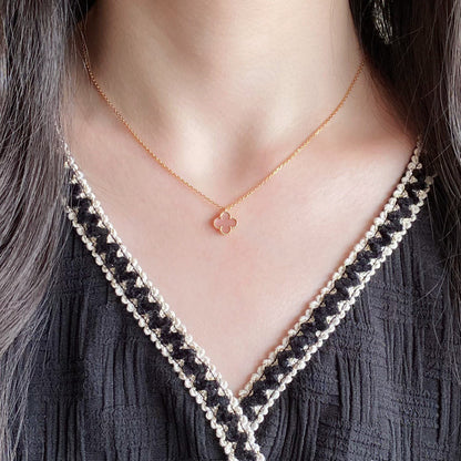 [Aurelle Style]CLOVER 15MM PINK MOTHER-OF-PEARL SINGLE FLOWER NECKLACE