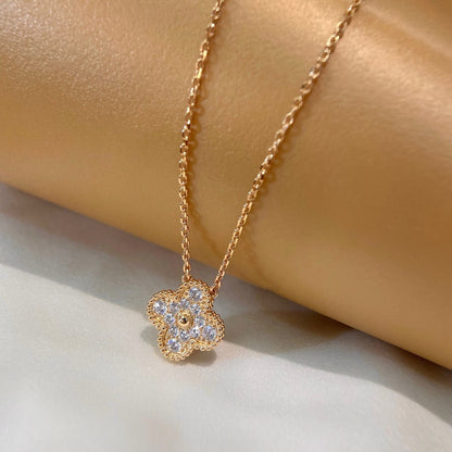 [Aurelle Style]CLOVER 15MM DIAMOND SINGLE FLOWER NECKLACE