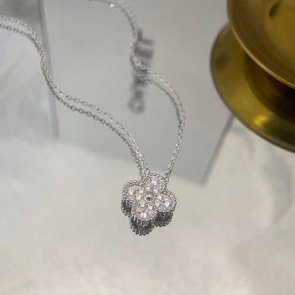 [Aurelle Style]CLOVER 15MM DIAMOND SINGLE FLOWER NECKLACE
