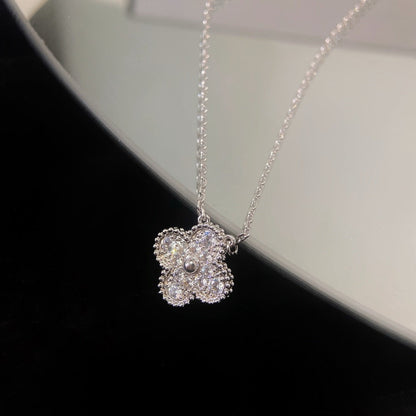 [Aurelle Style]CLOVER 15MM DIAMOND SINGLE FLOWER NECKLACE