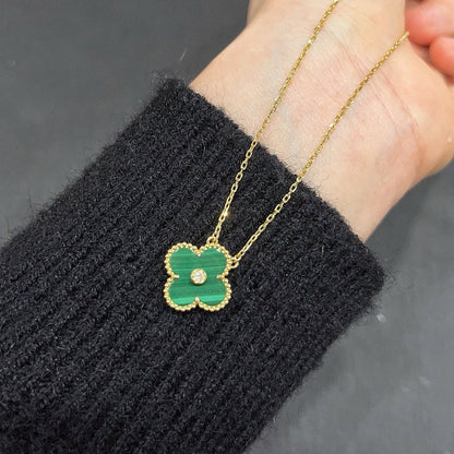 [Aurelle Style]CLOVER 15MM DIAMOND TURQUOISE NECKLACE