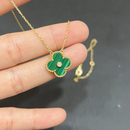[Aurelle Style]CLOVER 15MM DIAMOND TURQUOISE NECKLACE