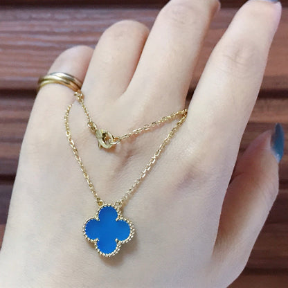 [Aurelle Style]CLOVER 15MM BLUE AGATE NECKLACE