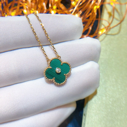 [Aurelle Style]CLOVER 15MM DIAMOND TURQUOISE NECKLACE