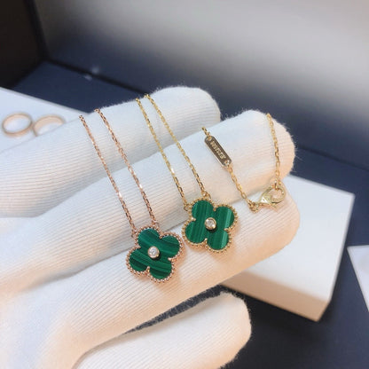 [Aurelle Style]CLOVER 15MM DIAMOND TURQUOISE NECKLACE