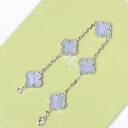 [Aurelle Style] CLOVER 5 MOTIF PURPLE CHALCEDONY BRACELET COLLECTION