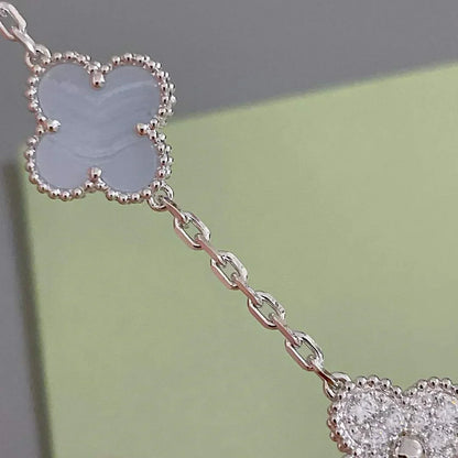[Aurelle Style] CLOVER 5 MOTIF PURPLE CHALCEDONY BRACELET COLLECTION