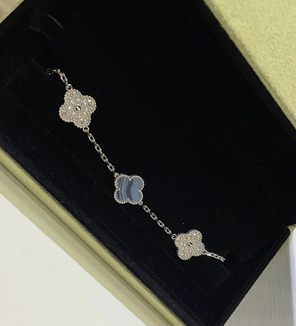 [Aurelle Style] CLOVER 5 MOTIF PURPLE CHALCEDONY BRACELET COLLECTION