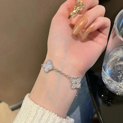 [Aurelle Style] CLOVER 5 MOTIF PURPLE CHALCEDONY BRACELET COLLECTION