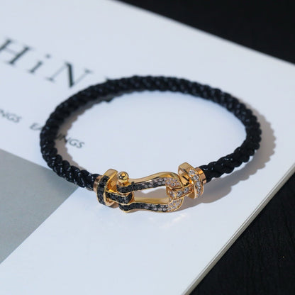 [Aurelle Style]FORCE LARGE HORSESHOE BLACK WHITE DIAMOND BRACELET ROSE GOLD