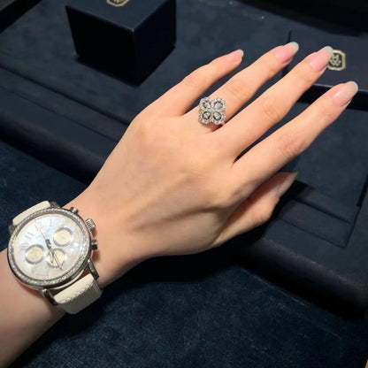 [Aurelle Style]LOOP RING FULL MOTIF DIAMOND 16MM SILVE