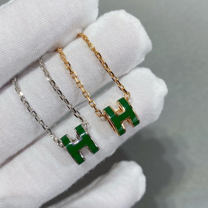 [Aurelle Style]POP H GREEN NECKLACE SILVER AND GOLD