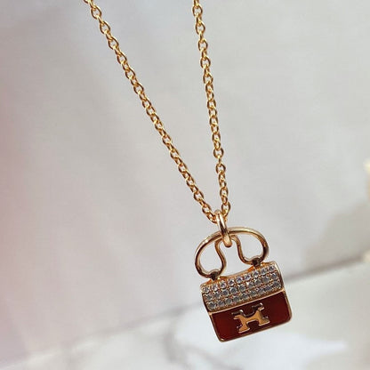 [Aurelle Style]CONSTANCE RED PEDANT PINK GOLD NECKLACE