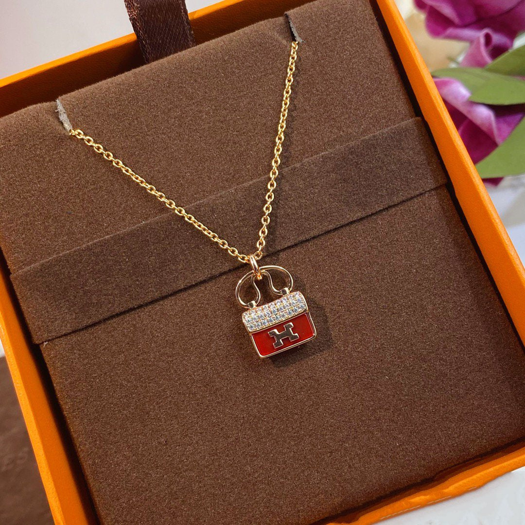 [Aurelle Style]CONSTANCE RED PEDANT PINK GOLD NECKLACE