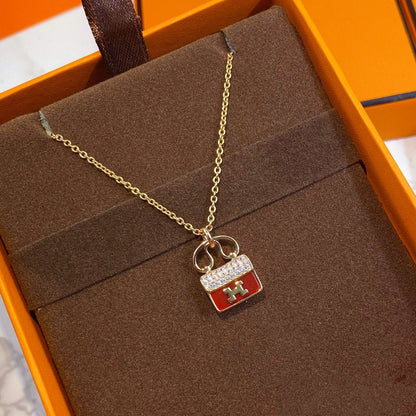 [Aurelle Style]CONSTANCE RED PEDANT PINK GOLD NECKLACE