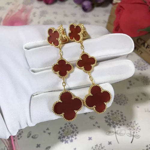 [TOP]CLOVER 3 MOTIF CARNELIAN DROP EARRINGS