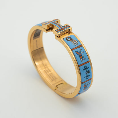 [Aurelle Style]H PINK GOLD BRACELET BLUE CERAMIC