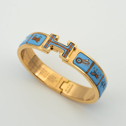 [Aurelle Style]H PINK GOLD BRACELET BLUE CERAMIC
