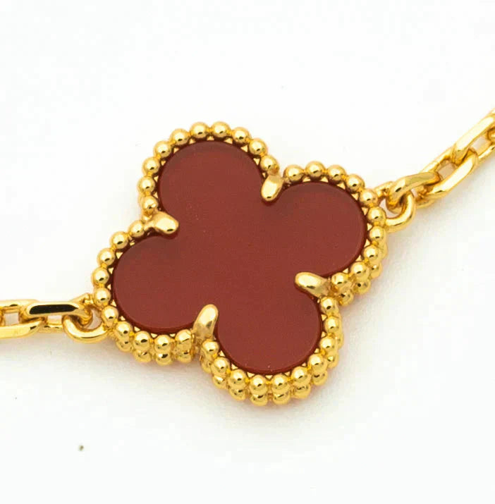 [Aurelle Style] CLOVER 5 MOTIF RED CORNELIAN BRACELET COLLECTION