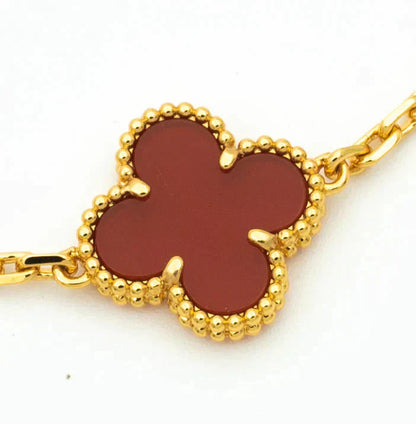 [Aurelle Style] CLOVER 5 MOTIF RED CORNELIAN BRACELET COLLECTION