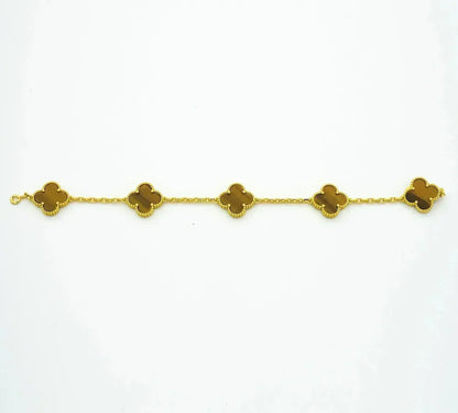[TOP] CLOVER 5 MOTIFS TIGER EYE BRACELET COLLECTION