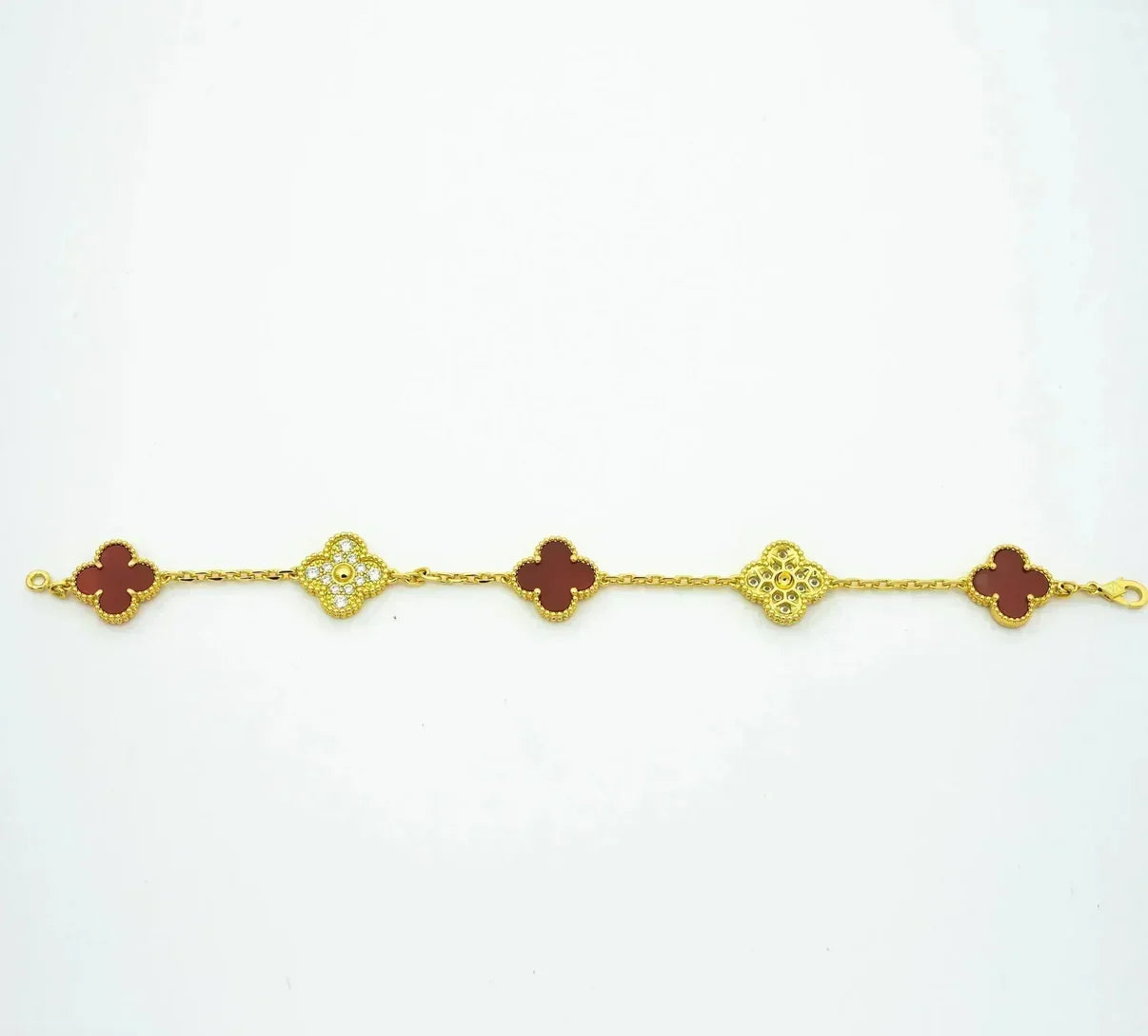 [Aurelle Style] CLOVER 5 MOTIF RED CORNELIAN BRACELET COLLECTION