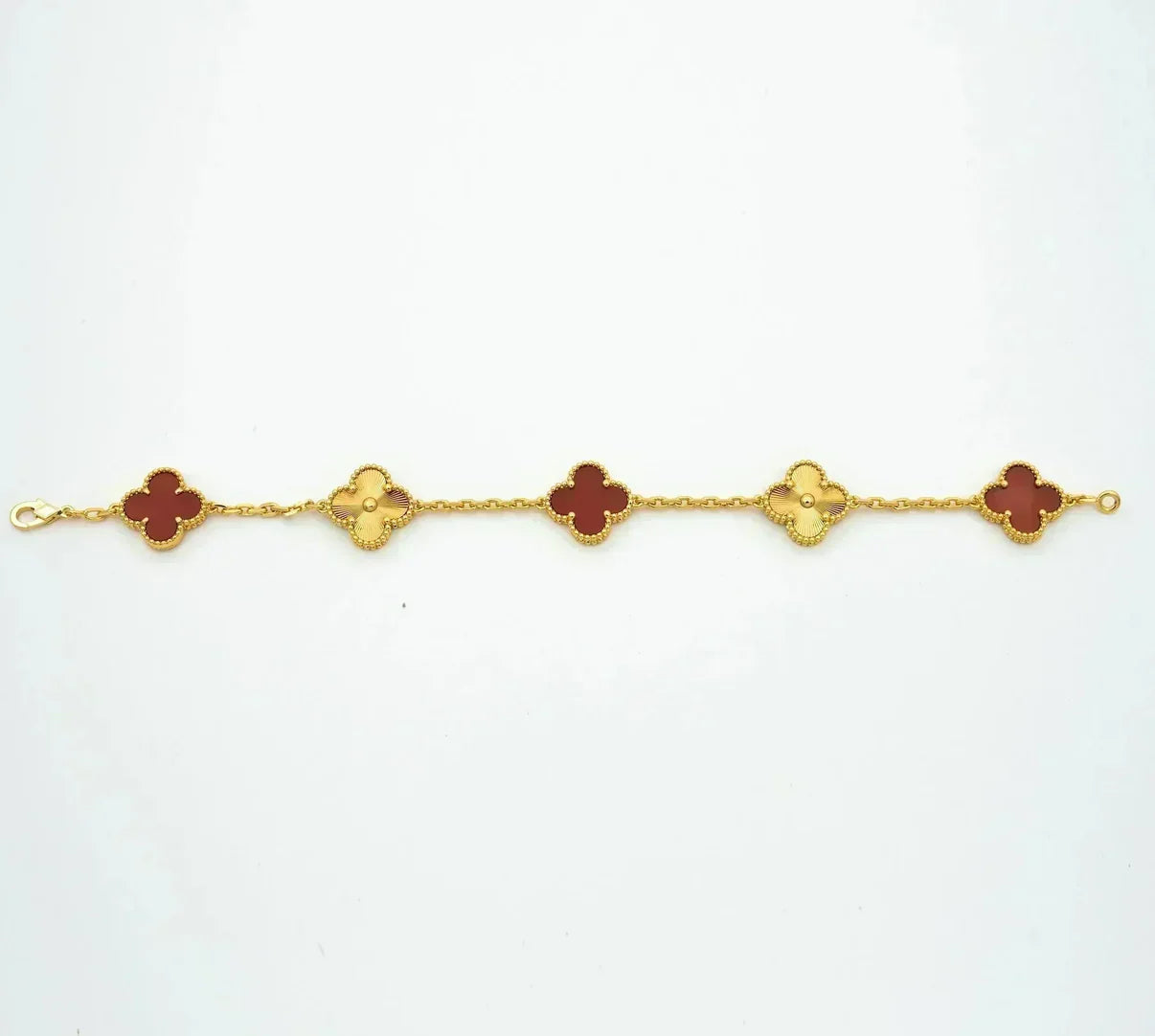 [Aurelle Style] CLOVER 5 MOTIF RED CORNELIAN BRACELET COLLECTION