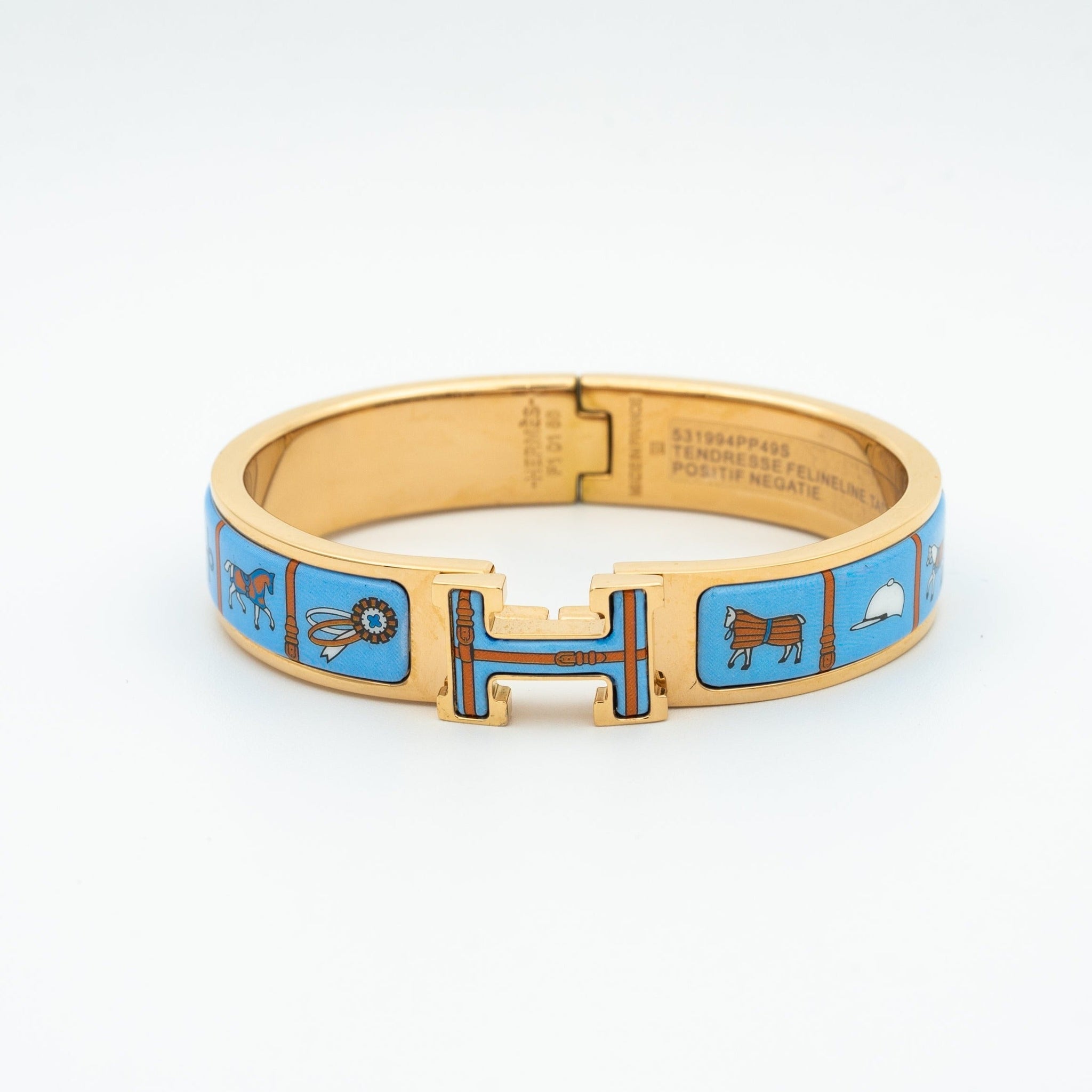 [Aurelle Style]H PINK GOLD BRACELET BLUE CERAMIC