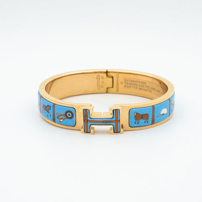 [Aurelle Style]H PINK GOLD BRACELET BLUE CERAMIC